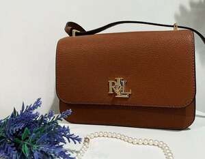 Ralph Lauren Sophee Pebbled Leather Crossbody Bag, Tan small NEW W/ DEFECT